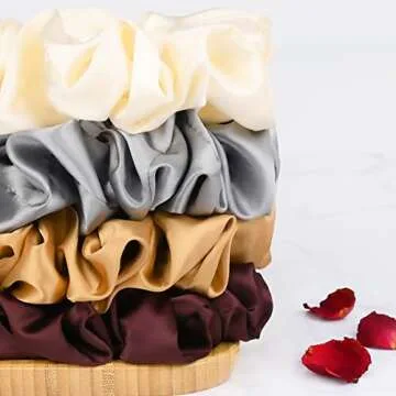 CEELGON Big Satin Scrunchies for Women - 6 Pack
