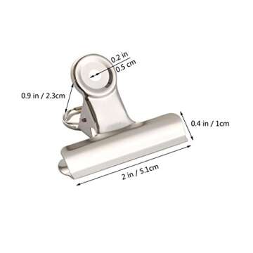 Coideal Silver Metal Hinge Clips - 20 Pack 2 Inch Large Bull Binder Paper Clips Clamp for Office Pictures Photos, Kitchen Food Bags (50mm)