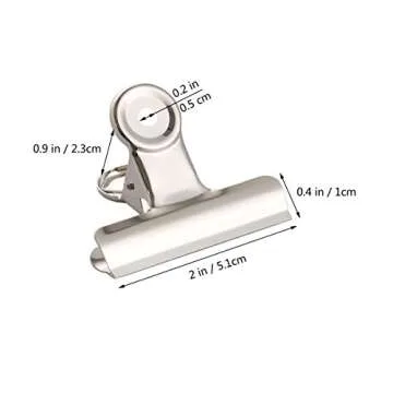 Coideal Silver Metal Hinge Clips - 20 Pack 2 Inch Large Bull Binder Paper Clips Clamp for Office Pictures Photos, Kitchen Food Bags (50mm)