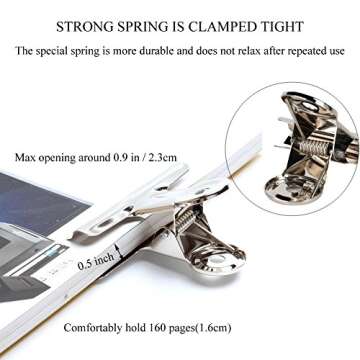 Coideal Silver Metal Hinge Clips - 20 Pack 2 Inch Large Bull Binder Paper Clips Clamp for Office Pictures Photos, Kitchen Food Bags (50mm)