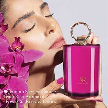 ESNA HOME Luxury Aromatherapy Scented Candles | Gifts for Her | Soy Candles All Natural Essential Oils | 8.8oz 50 Hours Long Burning | Rose & Berries Birthday Gift for Friends Female | Gifts for Women