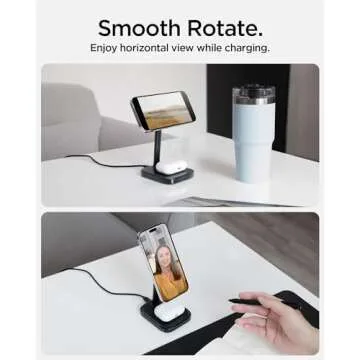 Spigen ArcField (MagFit) for MagSafe 2-in-1 Dual Magnetic Wireless Charging Stand Fast Wireless Charger for iPhone 16e 16 Pro Max Plus 15 14 13 12 Pro Max Airpods Pro 4 3 2nd gen Adapter Not Included