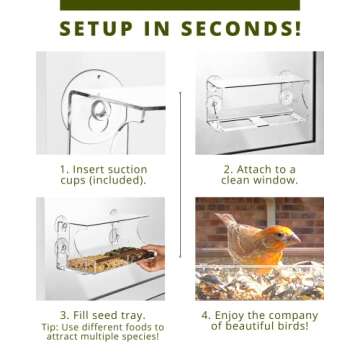 Nature's Envoy Window Bird Feeder for Birdwatching