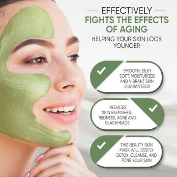 Green Tea Matcha Facial Mud Mask, Removes Blackheads, Reduces Wrinkles, Nourishing, Moisturizing, Im...