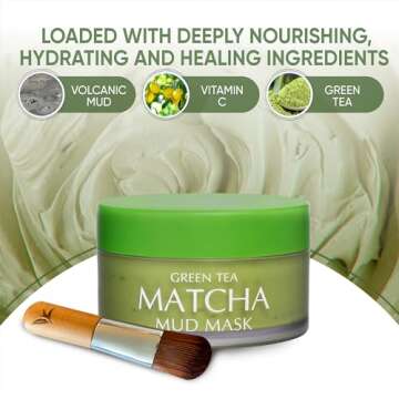 Green Tea Matcha Facial Mud Mask, Removes Blackheads, Reduces Wrinkles, Nourishing, Moisturizing, Improves Overall Complexion, Best Antioxidant, Younger Looking Skin, All Skin Face Types