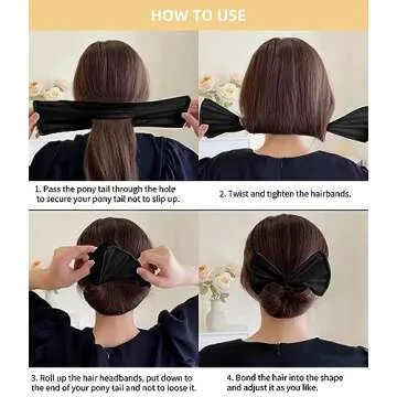 Deft Bun Hair Maker - 4 Pieces French Twist Hairstyle Tool, Solid Color Fashion Hair Wraps, Flexible Donut Quick Bun Twister for Women Girls Hair Styling Accessories
