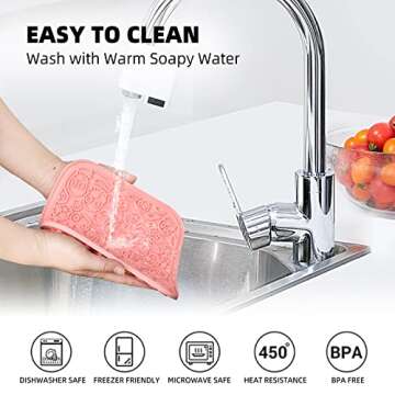 ChuLian Slow Feeder Lick Mat for Dogs and Cats 2 Pack Silicone Licking Pad with Suction Cups for Anxiety Boredom Reducer Pets Bathing Grooming Training Calming Mat Pink and Orange