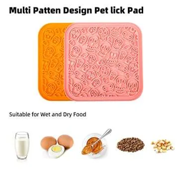 ChuLian Slow Feeder Lick Mat for Dogs and Cats 2 Pack Silicone Licking Pad with Suction Cups for Anxiety Boredom Reducer Pets Bathing Grooming Training Calming Mat Pink and Orange
