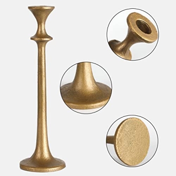 Elegant Iron Taper Candle Holders Set of 3 Antique Brass