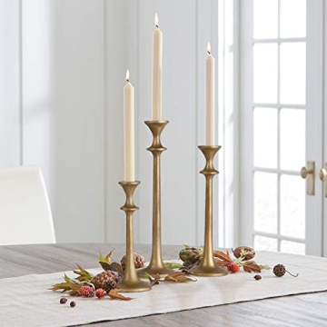 Elegant Iron Taper Candle Holders Set of 3 Antique Brass