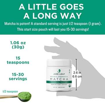 Jade Leaf Matcha Organic Ceremonial Grade Matcha Green Tea Powder - Authentic Japanese Origin - Teahouse Edition Premium First Harvest (1.06 Ounce)