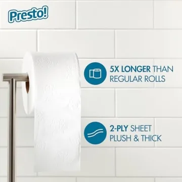 Amazon Brand - Presto! 2-Ply Ultra-Soft Toilet Paper, 24 Family Mega Rolls = 120 regular rolls, 6 Count (Pack of 4), Unscented