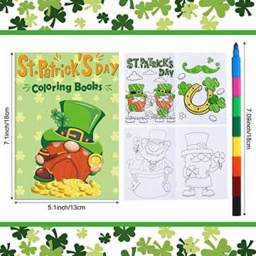 24 St. Patrick's Day Coloring Books for Kids with Stacking Crayons