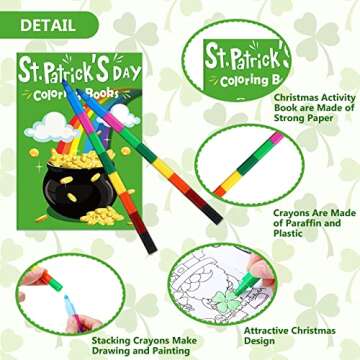 St. Patrick's Day Kids Coloring Books and Crayons Set