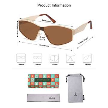 SOJOS Vintage Cat Eye Sunglasses for Women Men Shades UV400 Lenses SJ1186 Cream Brown Lens