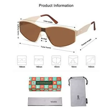 SOJOS Vintage Cat Eye Sunglasses for Women Men Shades UV400 Lenses SJ1186 Cream Brown Lens