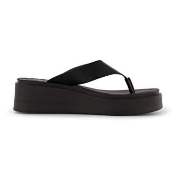 CUSHIONAIRE Women's Pippin thong platform sandal with +Memory Foam, Black 8.5