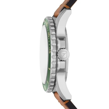 Fossil Men's Fossil Blue Quartz Stainless Steel and Leather Three-Hand Watch, Color: Silver, Sand (Model: FS5946)