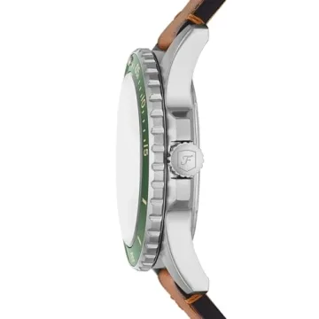 Fossil Men's Fossil Blue Quartz Stainless Steel and Leather Three-Hand Watch, Color: Silver, Sand (Model: FS5946)