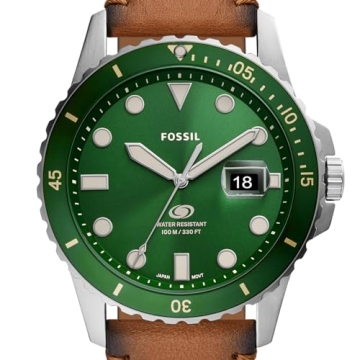 Fossil Men's Fossil Blue Quartz Stainless Steel and Leather Three-Hand Watch, Color: Silver, Sand (Model: FS5946)
