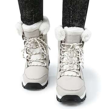 COOJOY Womens Winter Snow Boots Waterproof Shoes Tennis Walking Comfortable Hiking Booties Furry Mid...