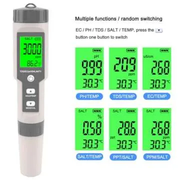 WEBEST Aquarium Salt Tester - 5-in-1 Digital Testing Device