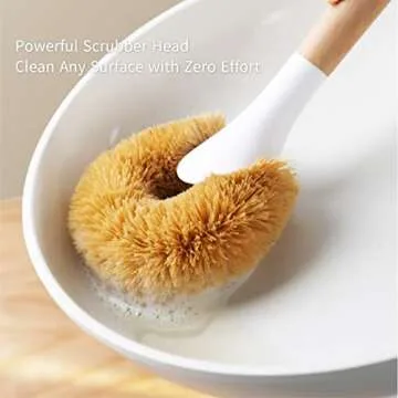 Kpoooku Pot Brush for Cleaning-2Pack Natural Coconut Fiber Washing Brushes with Wooden Handle