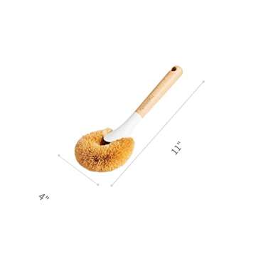 Kpoooku Pot Brush for Cleaning-2Pack Natural Coconut Fiber Washing Brushes with Wooden Handle