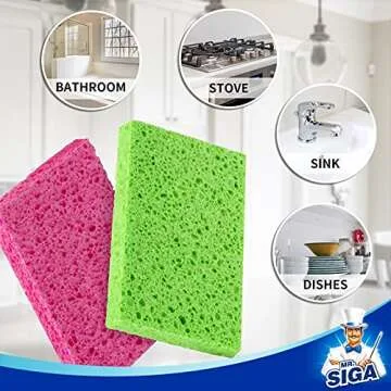 MR.SIGA Durable Non-Scratch Scrub Sponges for Dishes