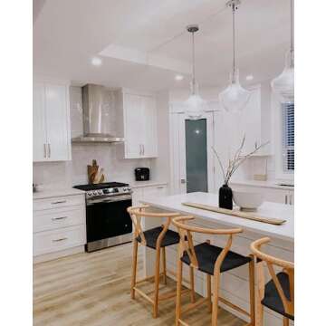 2xhome Farmhouse Style Wishbone Counter Height Bar Stool with Backs Dark Woven Seat Light Natural Wood Fully Assembled, Single, Set of 1