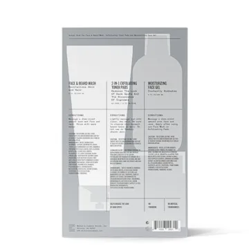 Bevel Skin Care Set for Men - Face Wash, Exfoliating Pads, Moisturizer