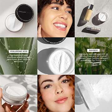 Fitglow Beauty - Translucent Bamboo Hyaluronic Loose Setting Powder | Vegan, Woman-Owned Clean Beauty (0.3 oz | 9 g)