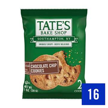Tate’s Bake Shop Chocolate Chip Cookies, 16 – 2 Cookie Snack Packs (2 Boxes)