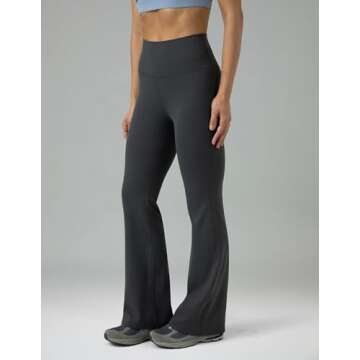 Colorfulkoala Women's Dreamlux Workout Flare Leggings High Waisted Wide Leg Bootcut Yoga Pants 29.5" Inseam (S, Dark Carbon)