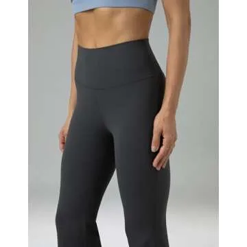 Colorfulkoala Women's Dreamlux Workout Flare Leggings High Waisted Wide Leg Bootcut Yoga Pants 29.5" Inseam (S, Dark Carbon)