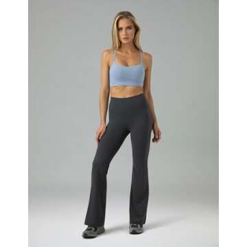 Colorfulkoala Women's Dreamlux Workout Flare Leggings High Waisted Wide Leg Bootcut Yoga Pants 29.5" Inseam (S, Dark Carbon)