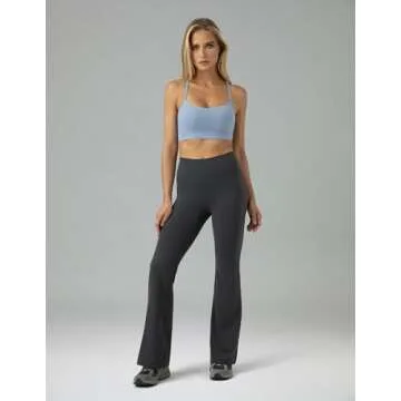 Colorfulkoala Women's Dreamlux Workout Flare Leggings High Waisted Wide Leg Bootcut Yoga Pants 29.5" Inseam (S, Dark Carbon)