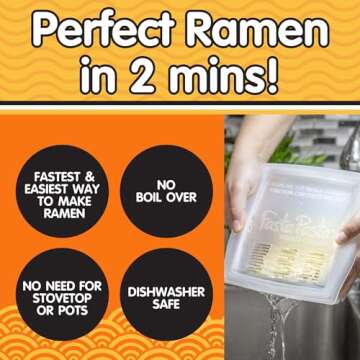 The Original Fasta Pasta Microwave Ramen Cooker w Lid and Built-in Strainer- No More Messes, Waiting for Water to Boil,or Sticky Noodles- Perfect Al Dente Pasta Every time- Patented, It Really Works
