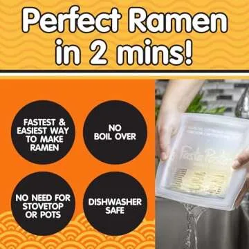 The Original Fasta Pasta Microwave Ramen Cooker w Lid and Built-in Strainer- No More Messes, Waiting for Water to Boil,or Sticky Noodles- Perfect Al Dente Pasta Every time- Patented, It Really Works
