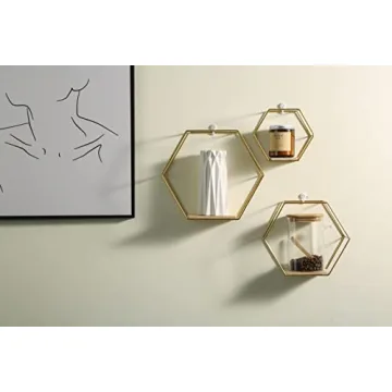 Wall Mounted Floating Hexagon Shelves for Stylish Decor