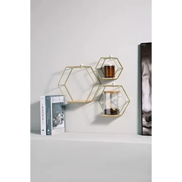 Wall Mounted Floating Hexagon Shelves for Stylish Decor