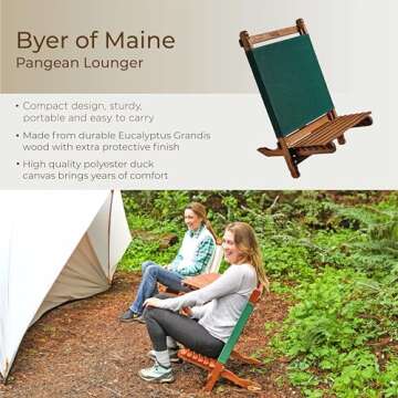 BYER OF MAINE Pangean Lounger - Durable and Portable Camping Chair, Patio Chair, Outdoor Lounger, Fo...