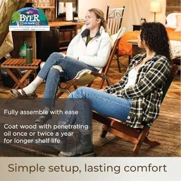 BYER OF MAINE Pangean Lounger - Durable and Portable Camping Chair, Patio Chair, Outdoor Lounger, Foldable Chair and Space Saving Furniture - Wood, Holds Up to 225 pounds, Pre-Assembled, Green