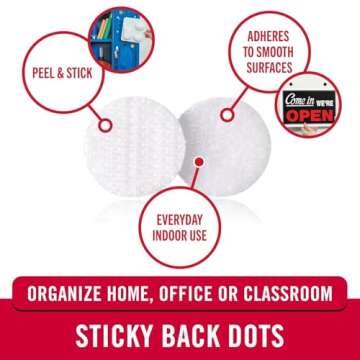 VELCRO Brand Dots with Adhesive | 250pk, White | Small 1/2 Inch Circles | Sticky Back Round Dots for...