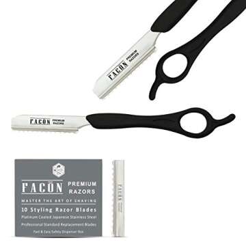 Facón Professional Hair Styling Thinning Texturizing Cutting Faether Razor + 10 Replacement Blades