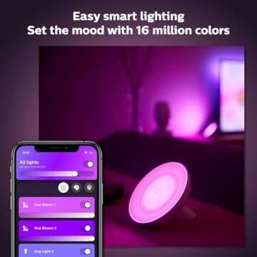 Philips Hue Bloom Smart Table Lamp, White - White and Color Ambiance LED Color-Changing Light - 1 Pack - Control with Hue App - Compatible with Alexa, Google Assistant, and Apple Homekit