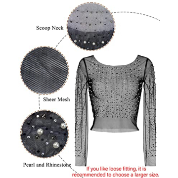 Women’s Rhinestone Mesh Blouse for Special Occasions