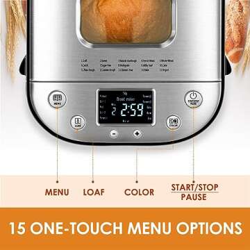 Kitchen in the box Bread Maker Machine with Gluten-Free Setting, 2LB 1.5LB 1LB Automatic Breadmaker ...