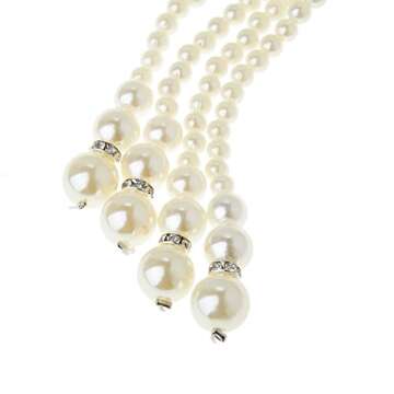 qnprt 1920s Gatsby Beads Necklace Faux Ivory Pearl Cream Extra Long