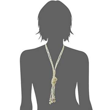 qnprt 1920s Gatsby Beads Necklace Faux Ivory Pearl Cream Extra Long